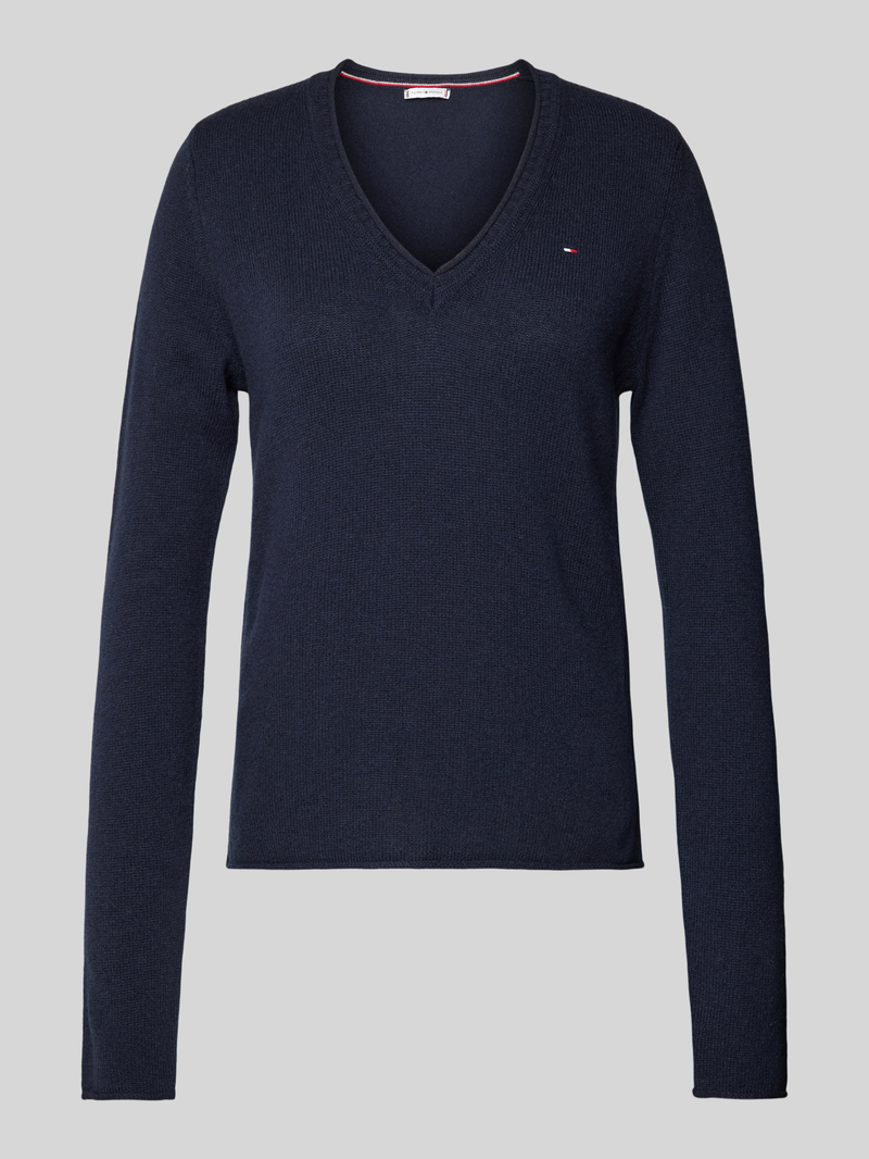 Tommy Hilfiger Pullover met afgeronde V-hals model 'SOFT WOOL'