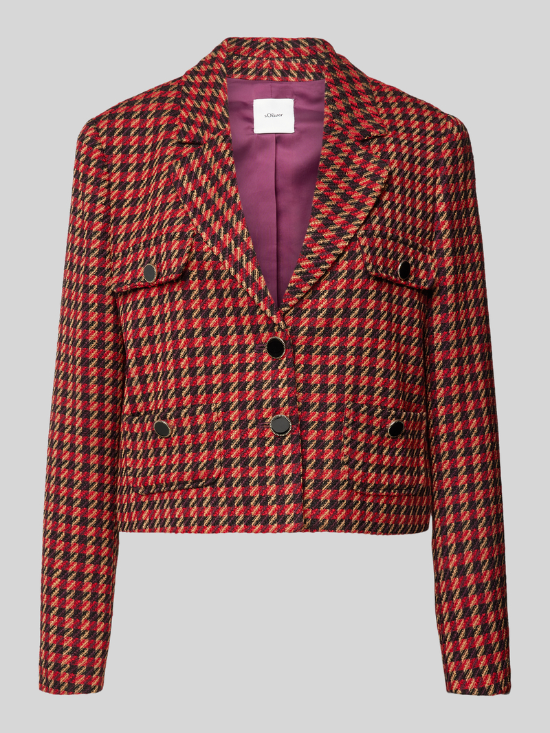 s.Oliver BLACK LABEL Regular fit kort bouclé blazer met pied-de-poule