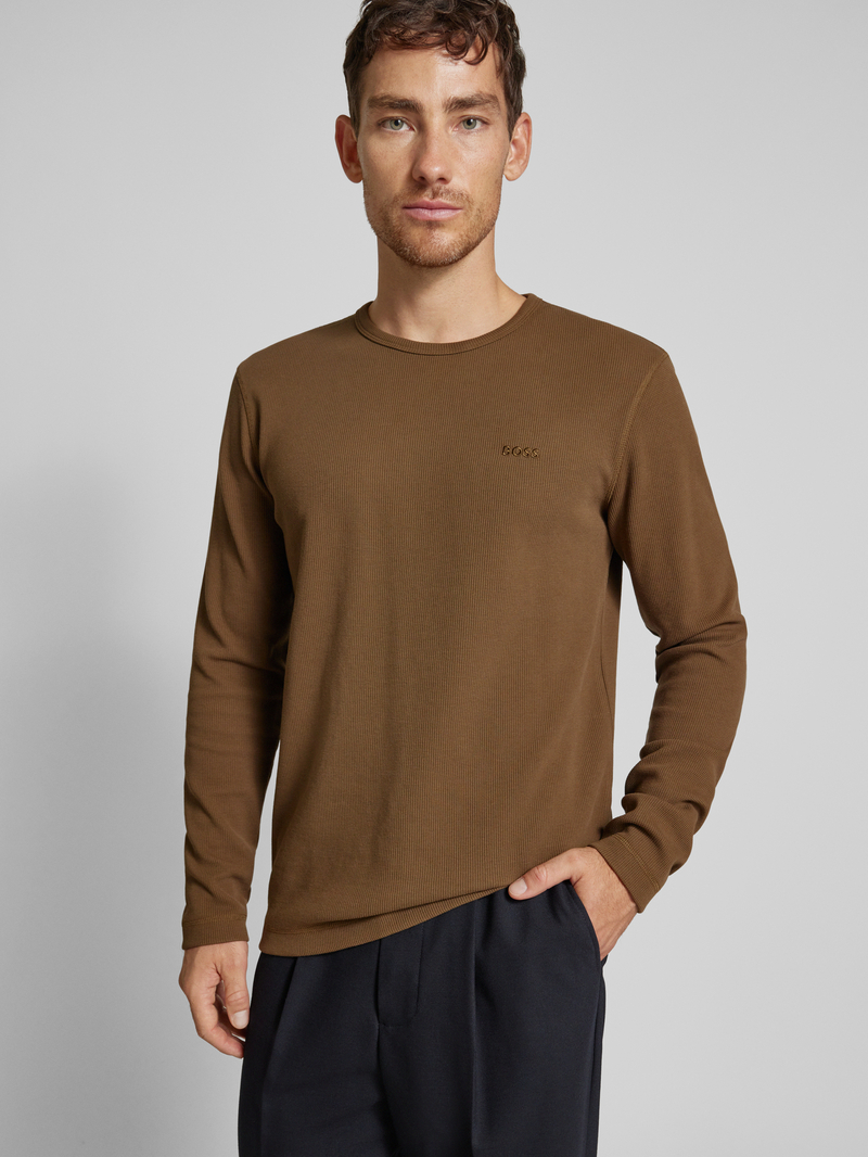 Boss Orange Shirt met lange mouwen en labelstitching model 'Tempesto'
