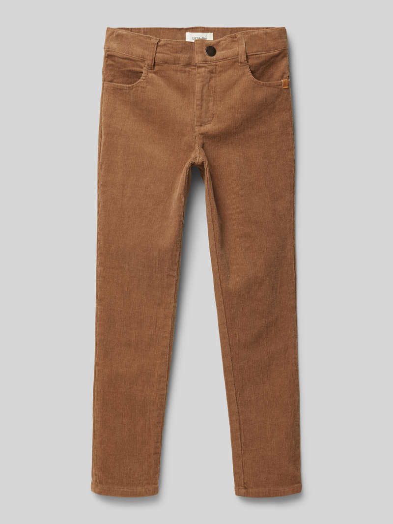 Lil Atelier Regular fit corduroy broek met riemlussen model 'MRYAN'