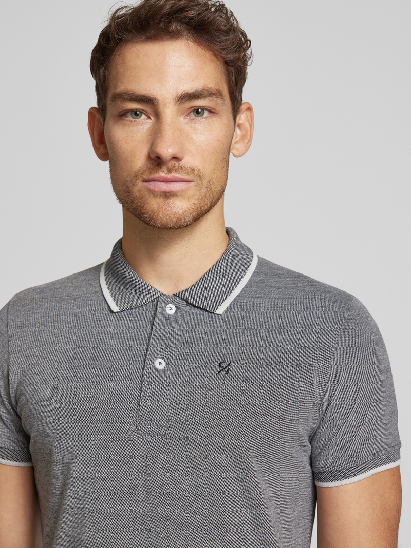 casual friday Slim fit poloshirt met logostitching model 'TRISTAN'