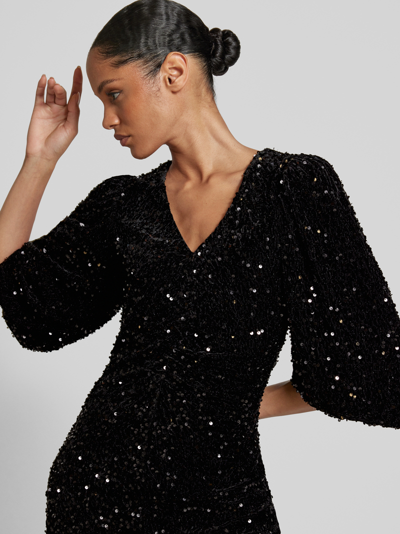 Jake*s Collection Mini-jurk met V-hals en pailletten