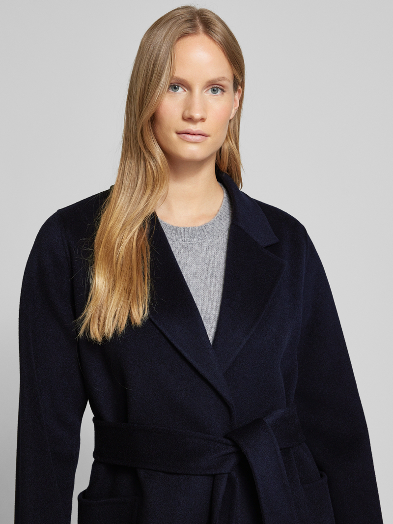 Ivy Oak Lange wollen jas met strikceintuur model 'CELIA'