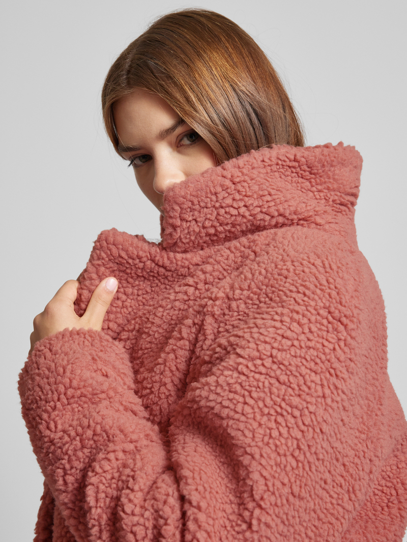 Only Regular fit lange jas van teddybont met blinde drukknoopsluiting model 'NEWAURELIA'