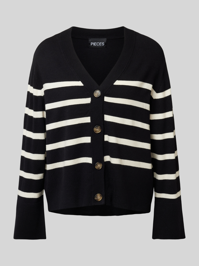 Pieces Regular fit gebreid jack met streepmotief model 'SIA'