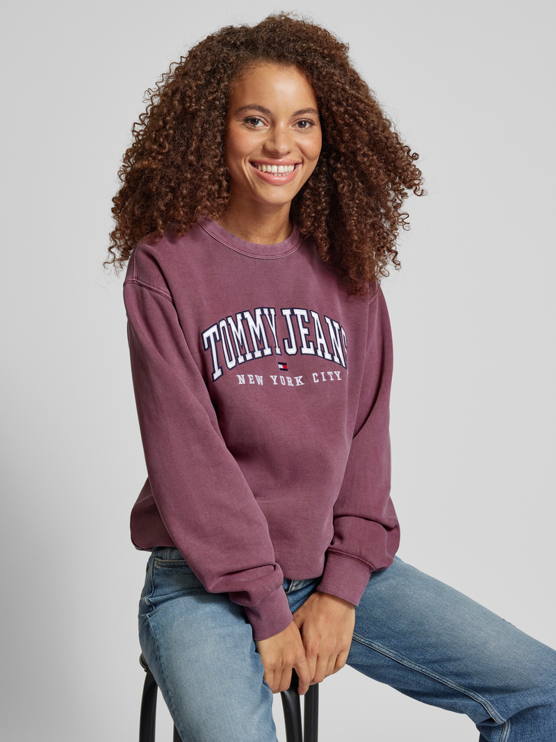 Tommy Jeans Sweatshirt met labelstitching model 'VARSITY CREW'