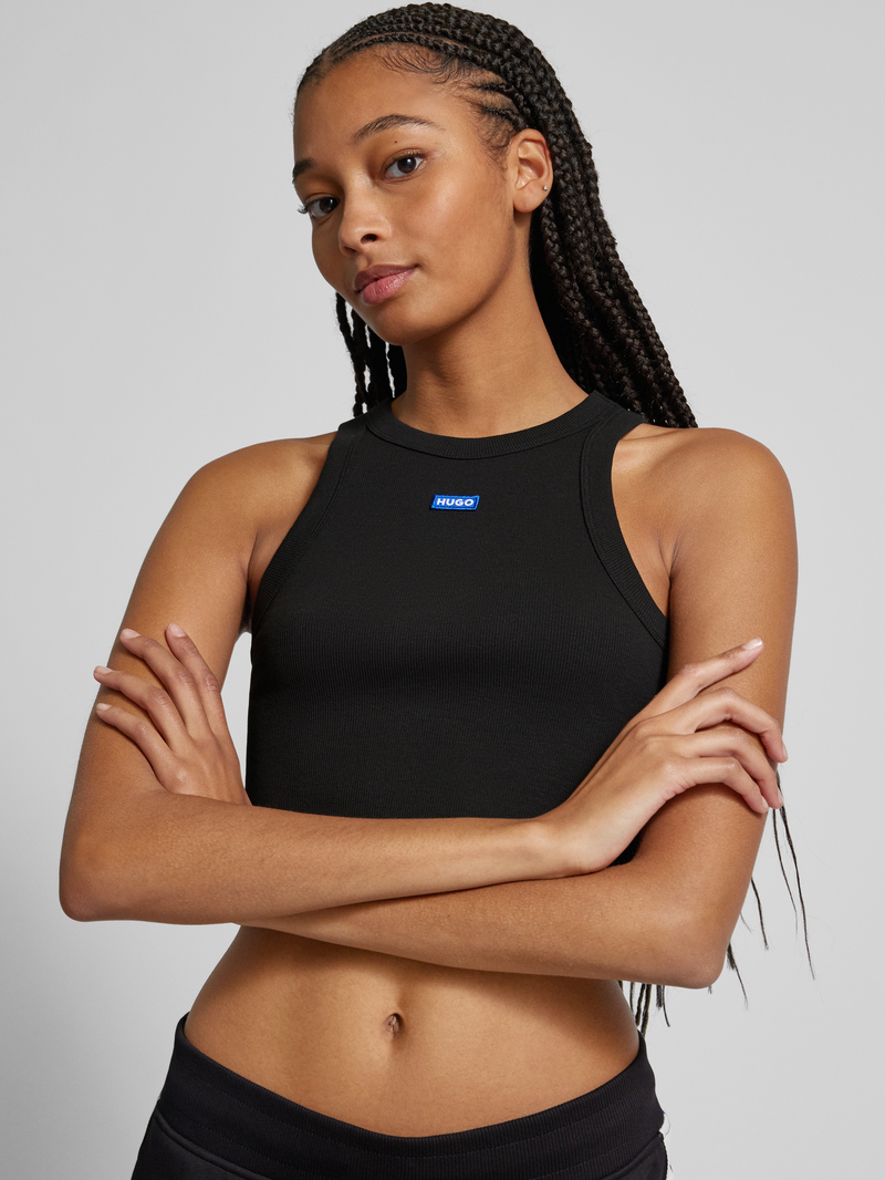 Hugo Blue Tanktop met labeldetail