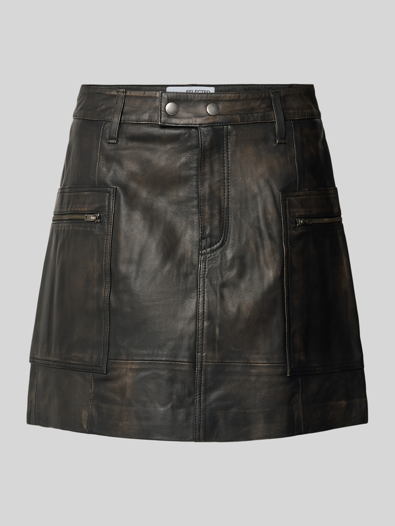 Selected Femme Leren rok met ritszakken model 'NANA'