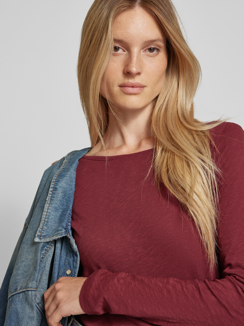 MARC O POLO Regular fit shirt met lange mouwen en boothals