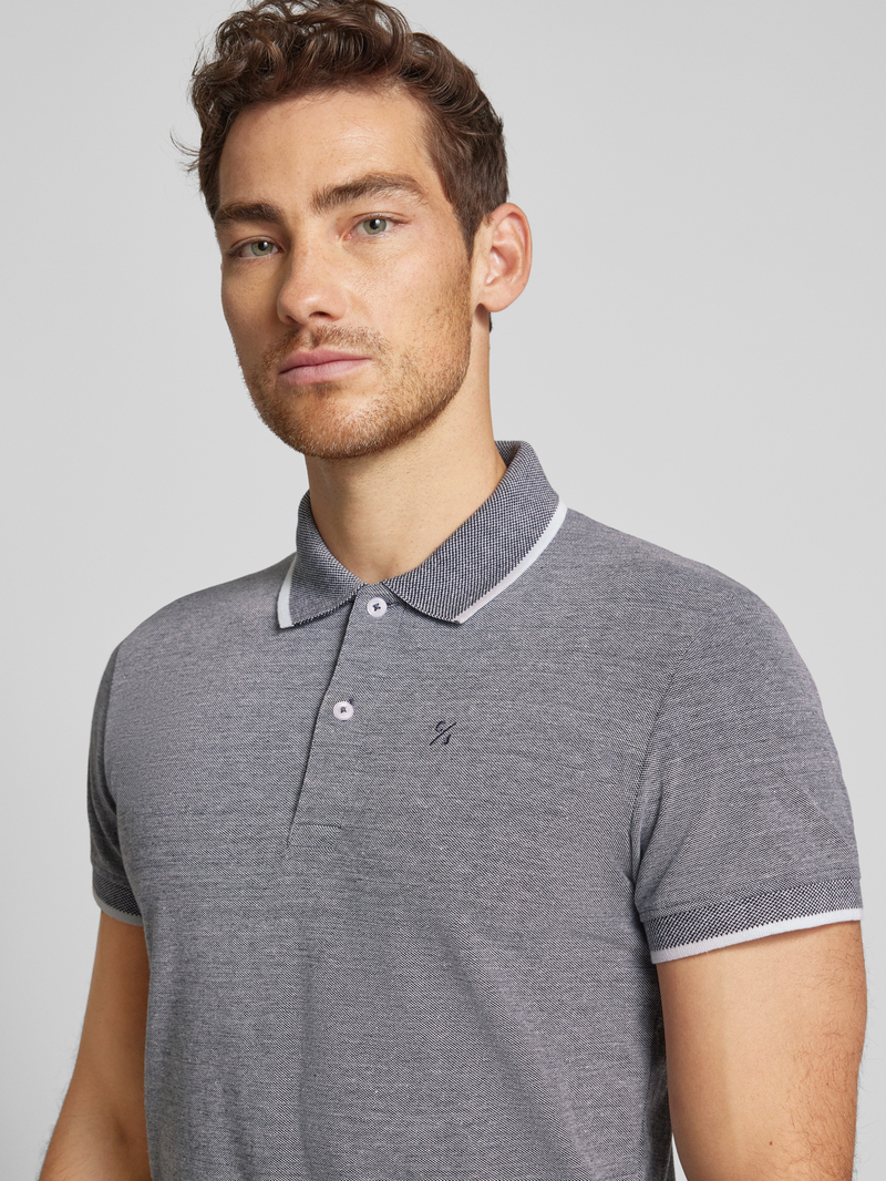 casual friday Slim fit poloshirt met logostitching model 'TRISTAN'