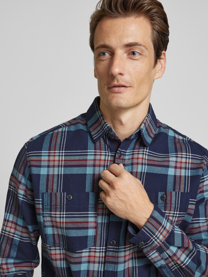 Tom Tailor Comfort fit flanellen overhemd van puur katoen met ruitmotief