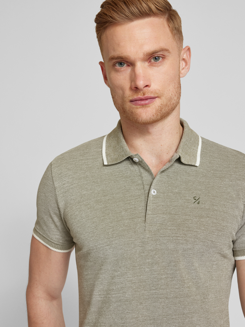 casual friday Slim fit poloshirt met logostitching model 'TRISTAN'