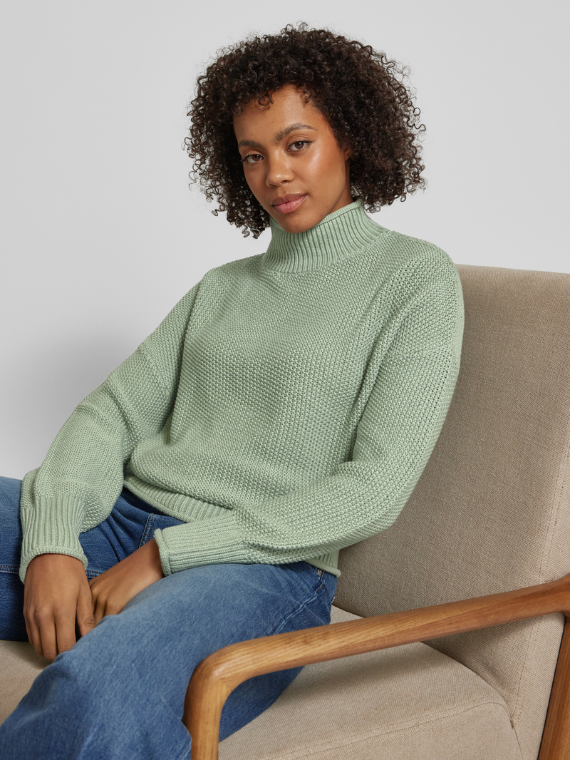 QS Gebreide pullover met opstaande kraag