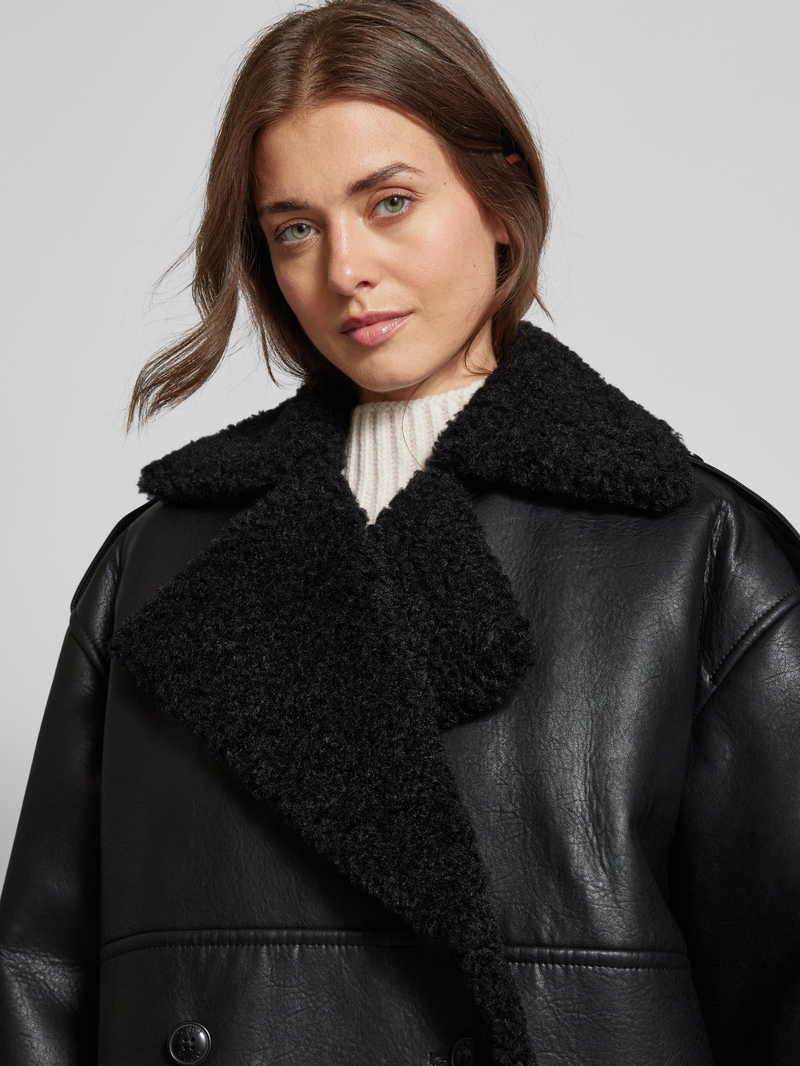 HUGO Lange jas in leerlook model 'Mifara'