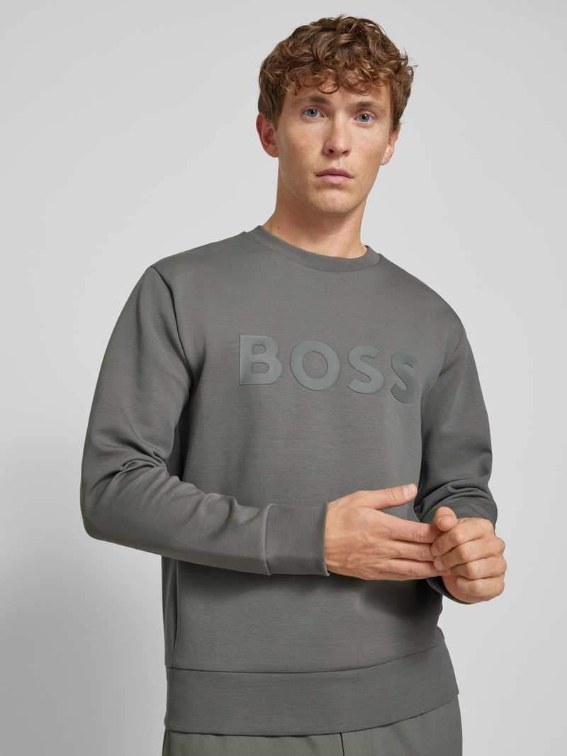 BOSS Green Sweatshirt met labelopschrift model 'Salbo'