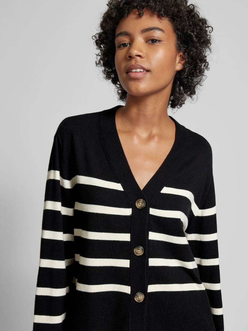 Pieces Regular fit gebreid jack met streepmotief model 'SIA'