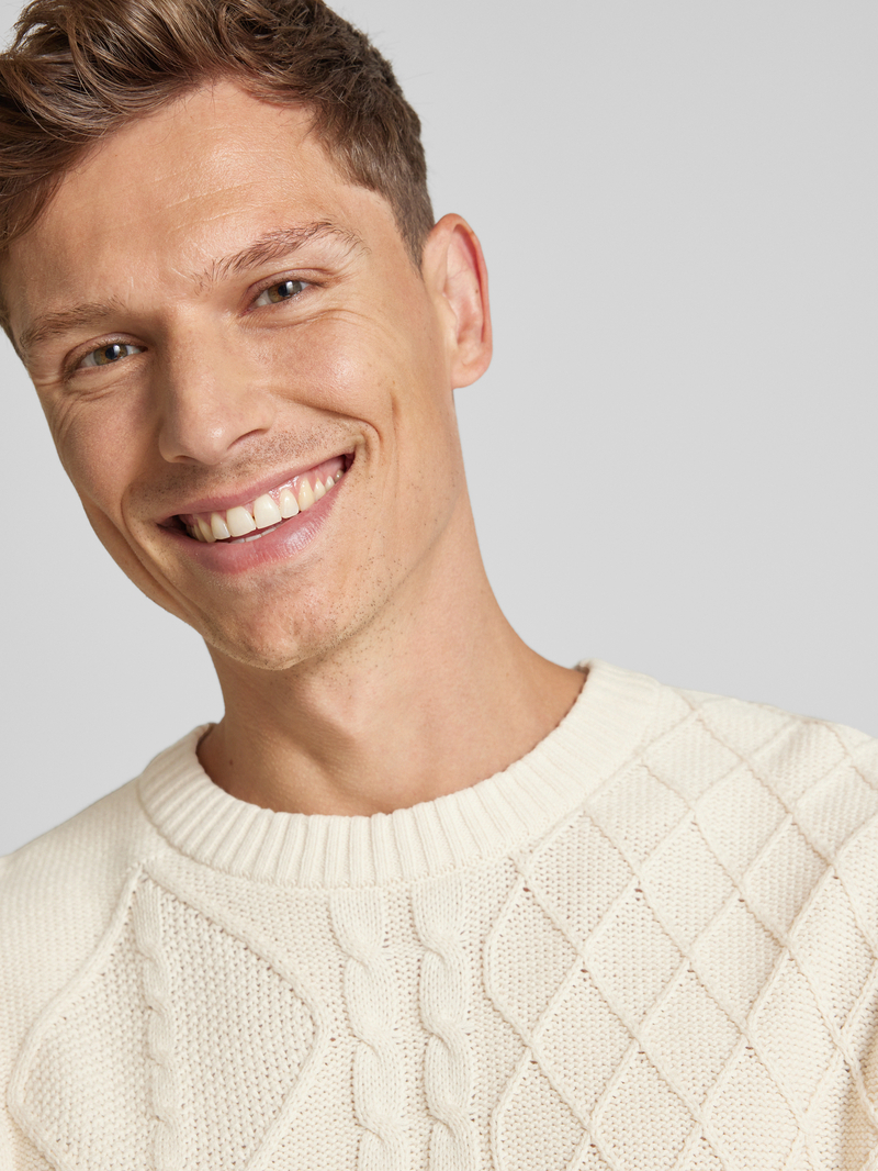 Tom Tailor Regular fit gebreide pullover met kabelpatroon en ribboorden