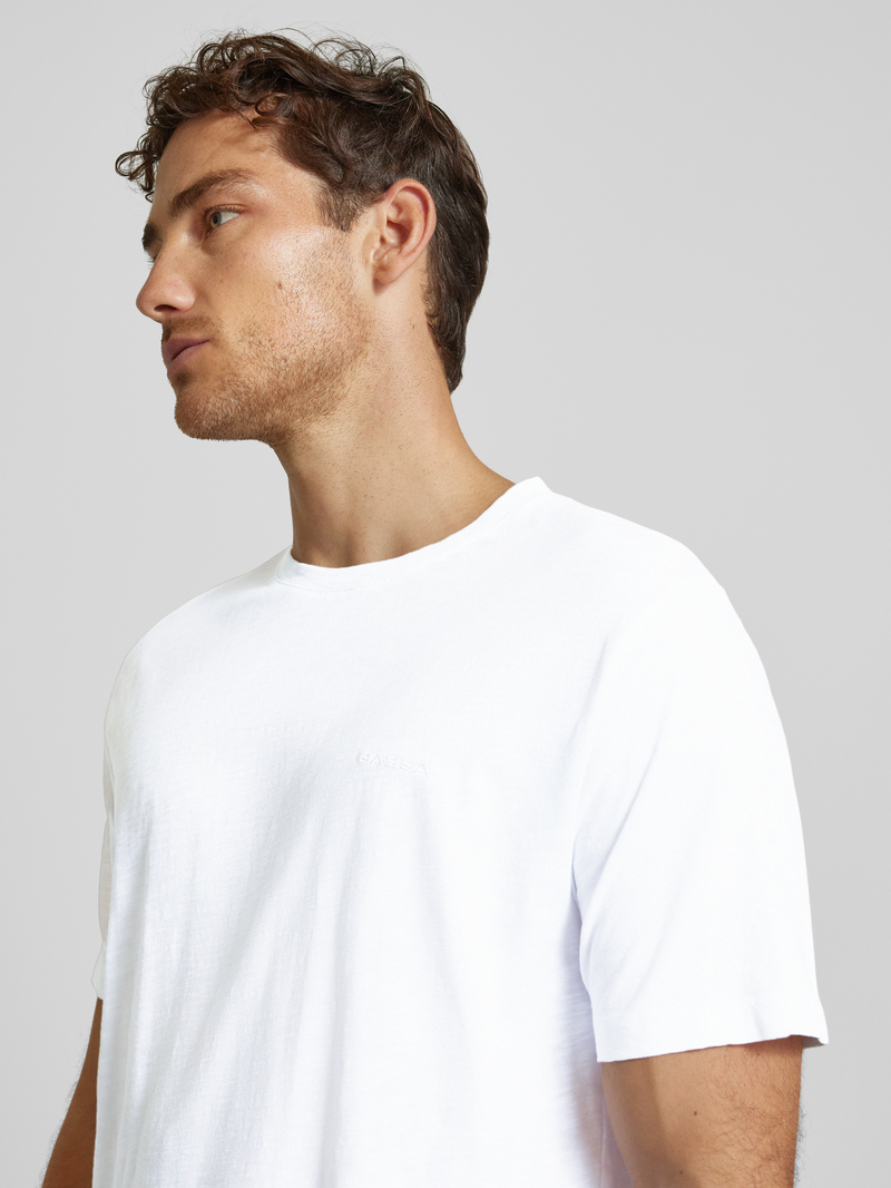 GABBA T-shirt met geribde ronde hals