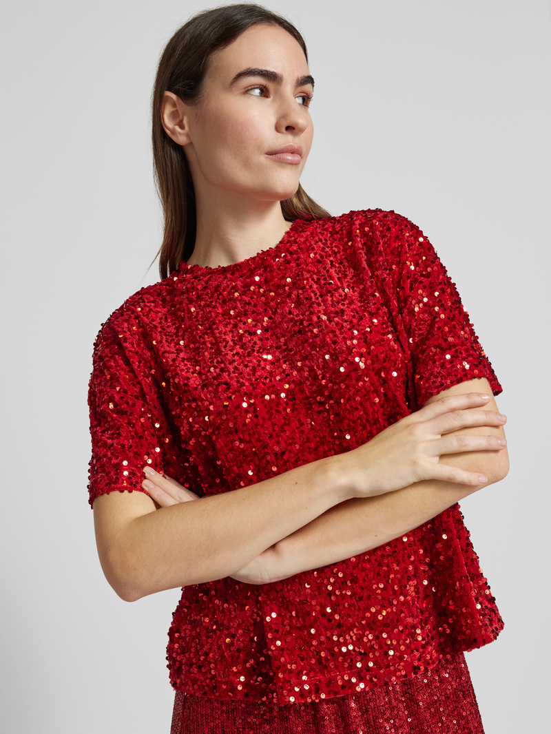 Jake*s Casual Comfort fit T-shirt met pailletten