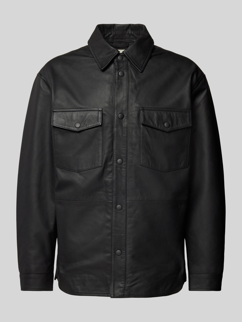 Jack & Jones Premium Leren jack met kentkraag model 'SERGE'