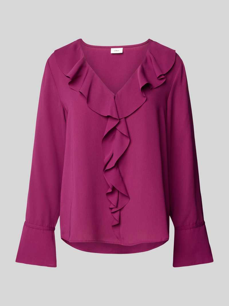 S.Oliver BLACK LABEL Regular fit blouse met volants en V-hals