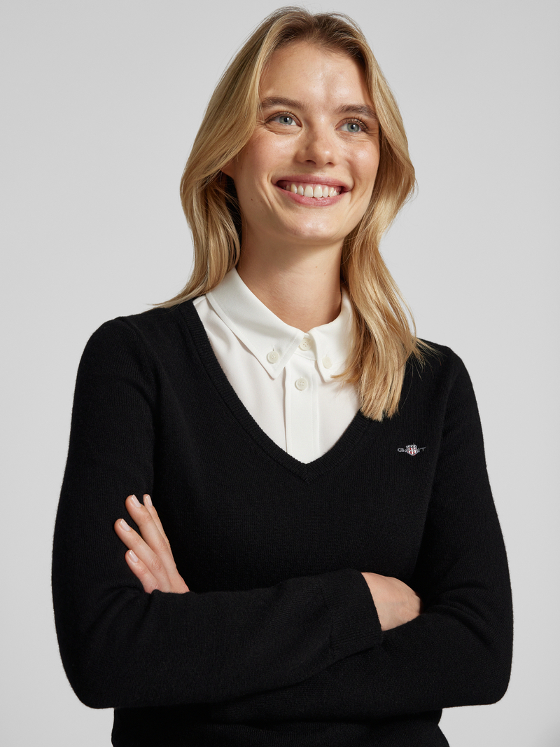 Gant Wollen pullover met V-hals