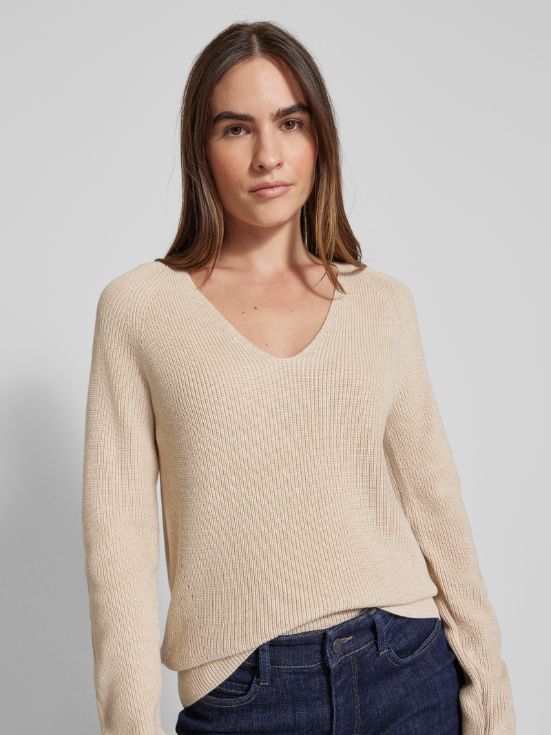 s.Oliver RED LABEL Regular fit gebreide pullover met V-hals en raglanmouwen