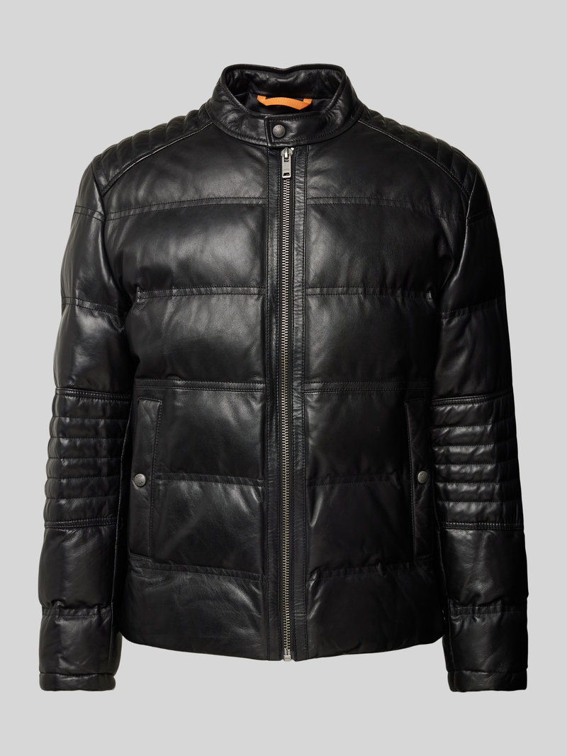 Boss Orange Leren jack met doorgestikte naden model 'Jobear'