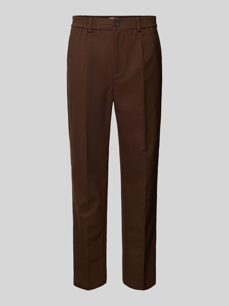 casual friday Tapered fit bandplooibroek met elastische band model 'MARC'