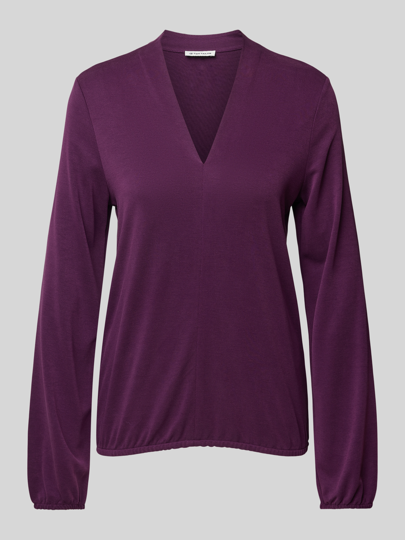 Tom Tailor Loose fit shirt met lange mouwen V-hals en elastische boorden