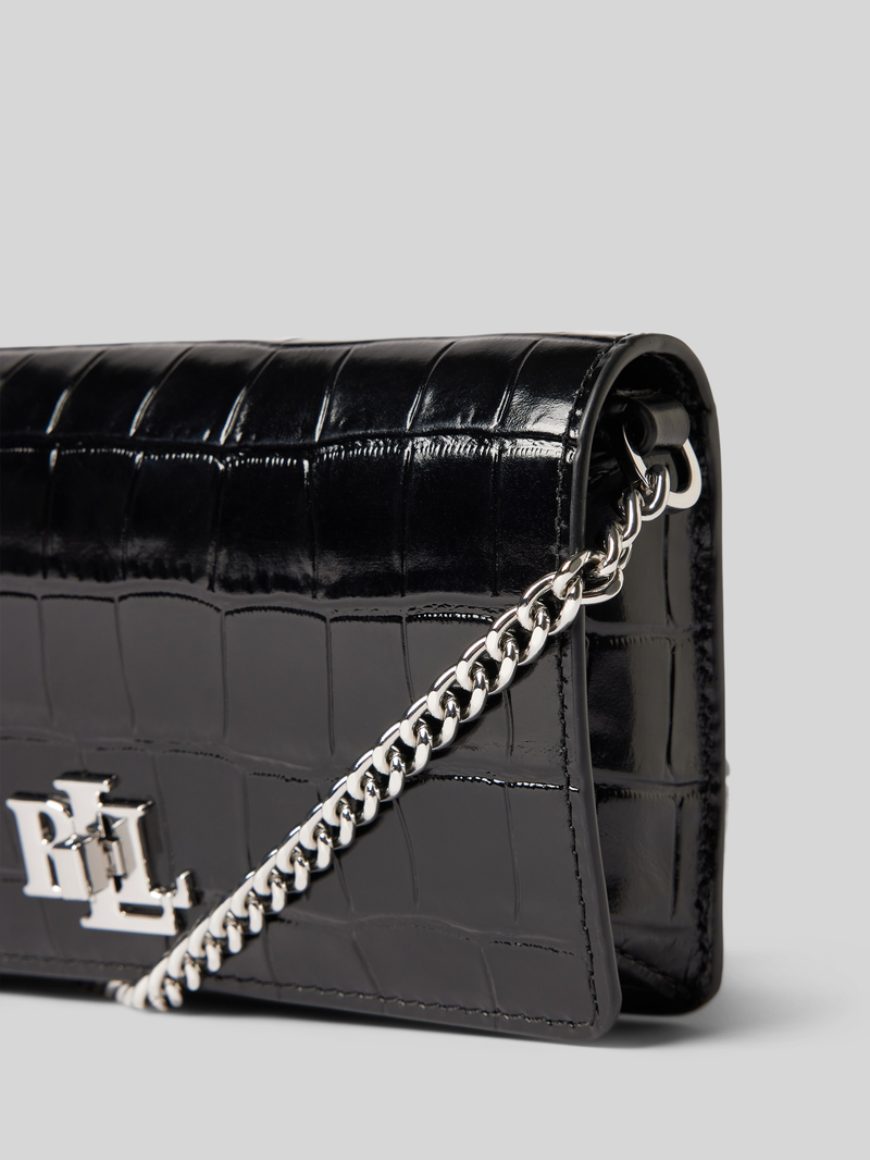 Lauren Ralph Lauren Leren schoudertas met labelapplicatie