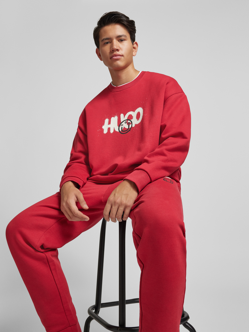 Hugo Blue Sweatshirt met labelprint model 'Nimaylong'