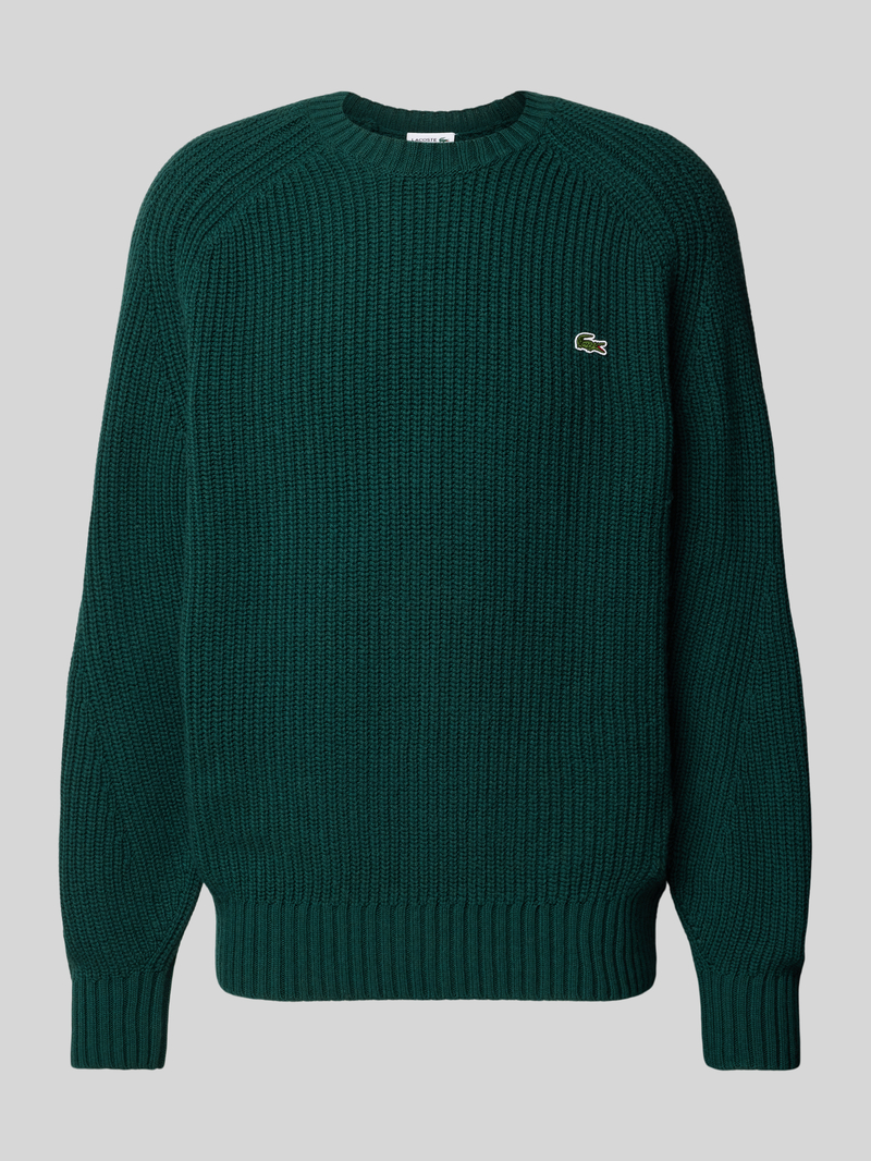 Lacoste Gebreide pullover van wol met logopatch model 'BEADED'