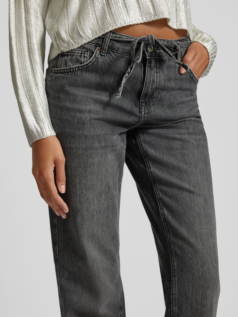 Only Slim fit jeans van puur katoen met strikceintuur model 'BREE'