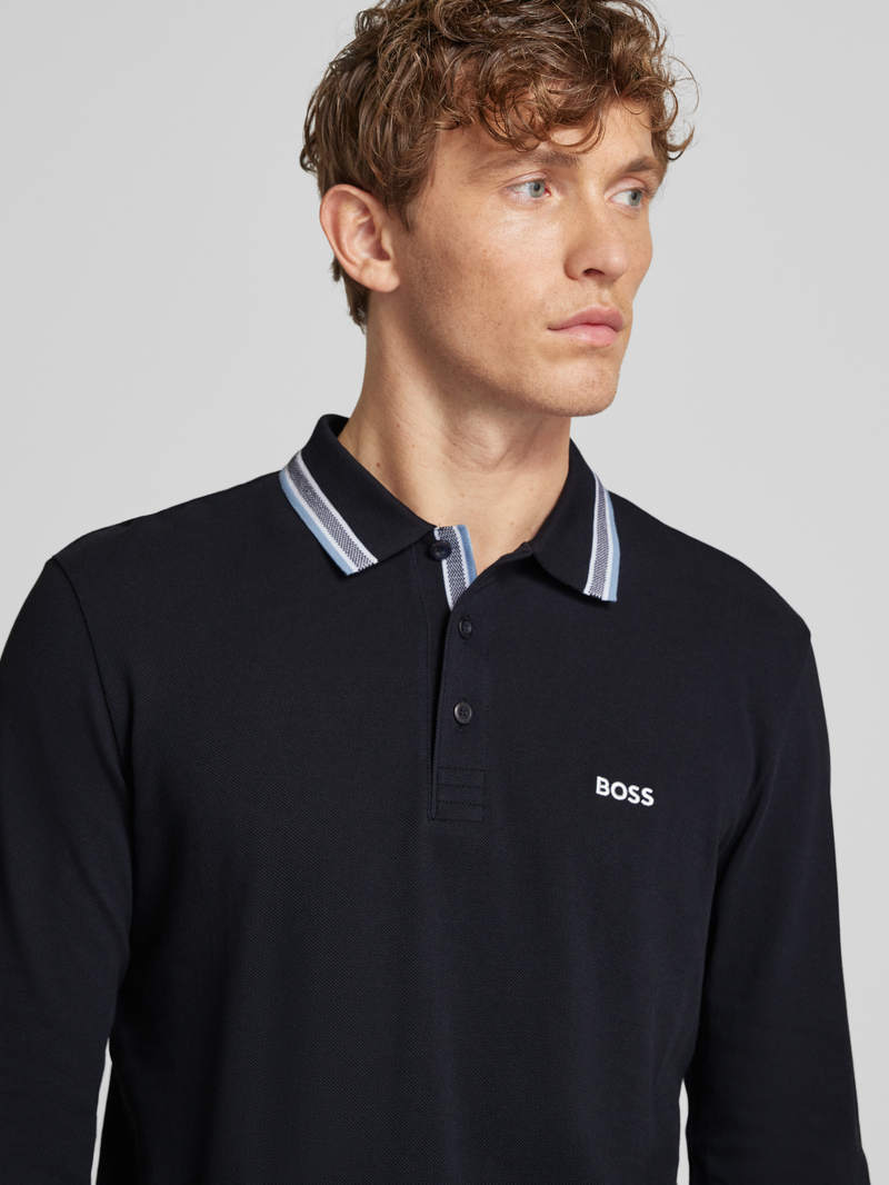 BOSS Green Regular fit poloshirt met labelstitching