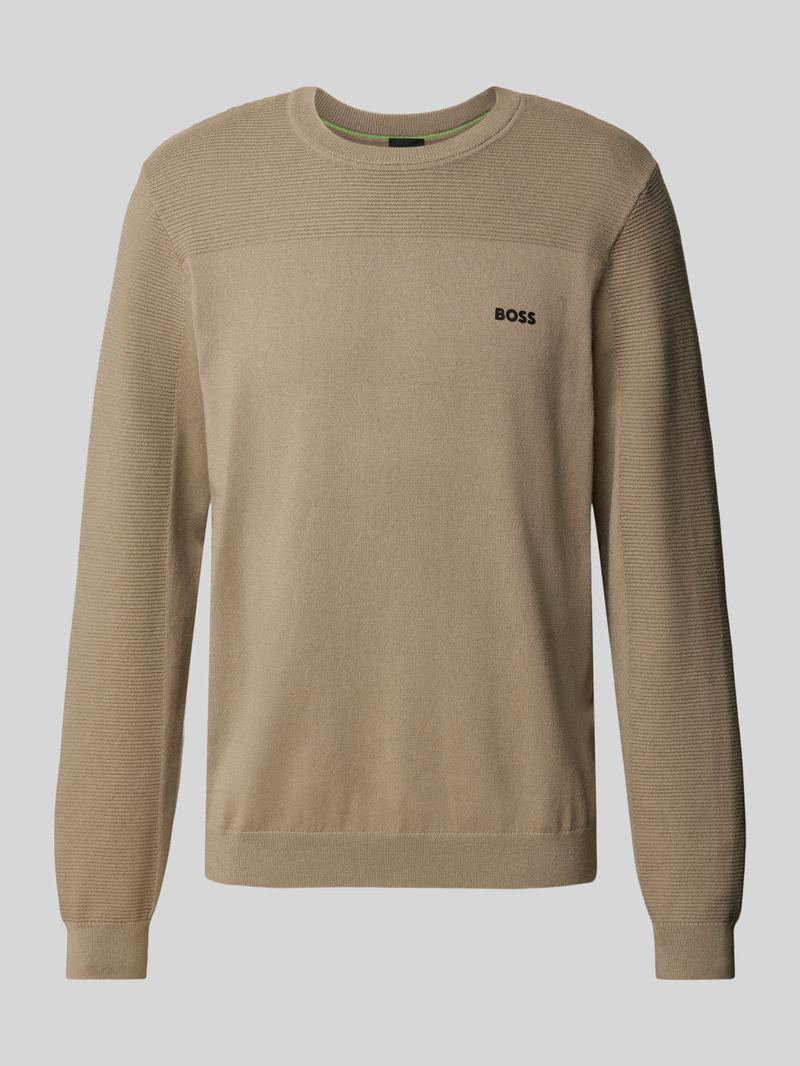 BOSS Green Gebreide pullover met labelprint, model 'Momentum'