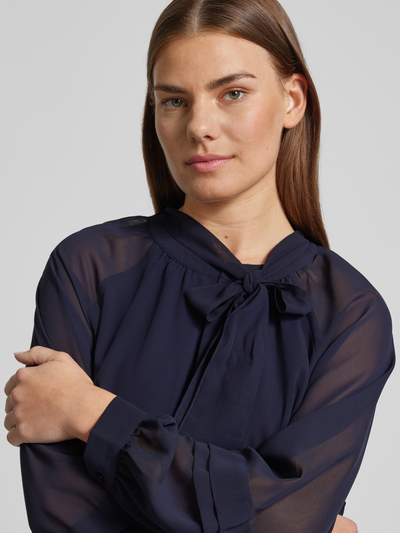 comma Relaxed fit strikblouse met ballonmouwen