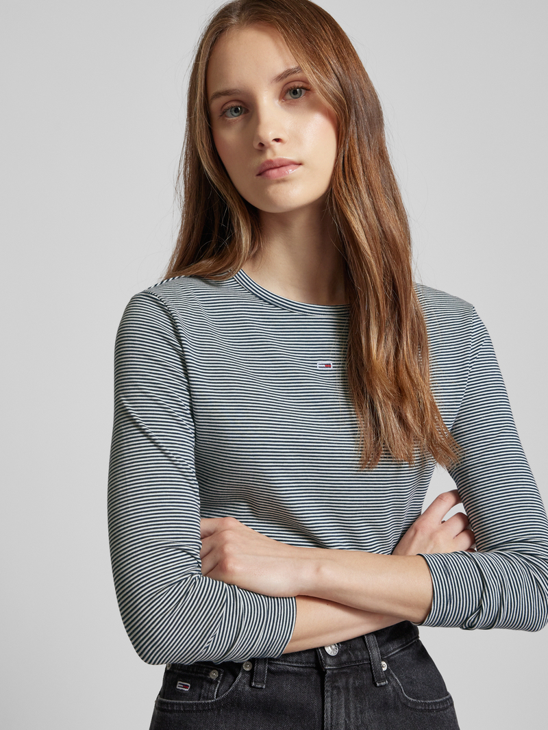 Tommy Jeans Shirt met lange mouwen labelstitching en ronde hals