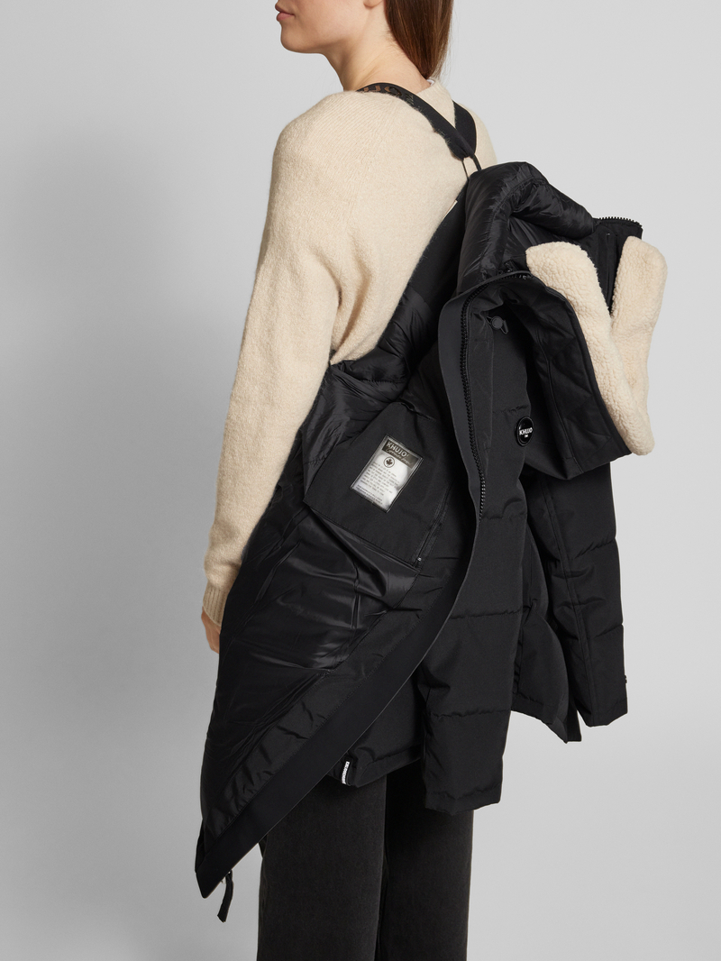 khujo Gewatteerde lange jas met labeldetails model 'Teddy'