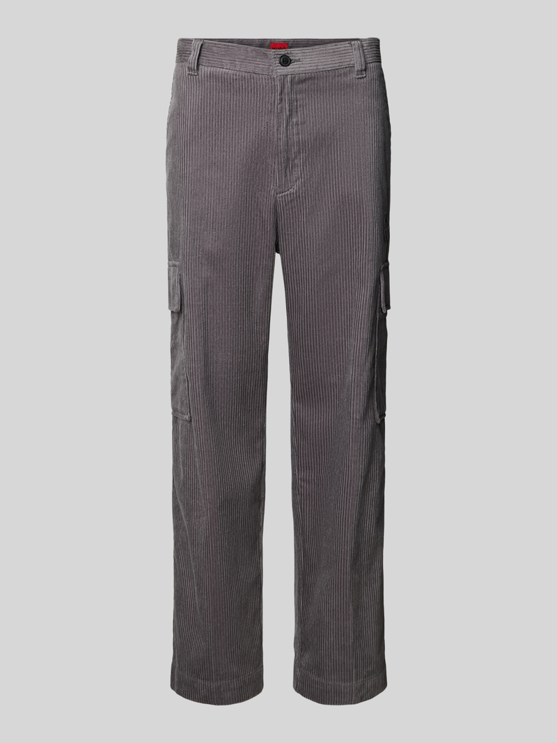 HUGO Regular fit corduroy broek met cargozakken model 'Grady244'