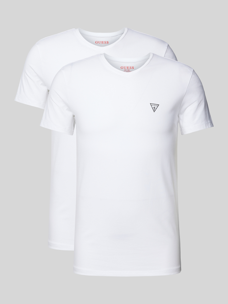 Guess T-shirt met V-hals in een set van 2 stuks model 'CALEB HERO'