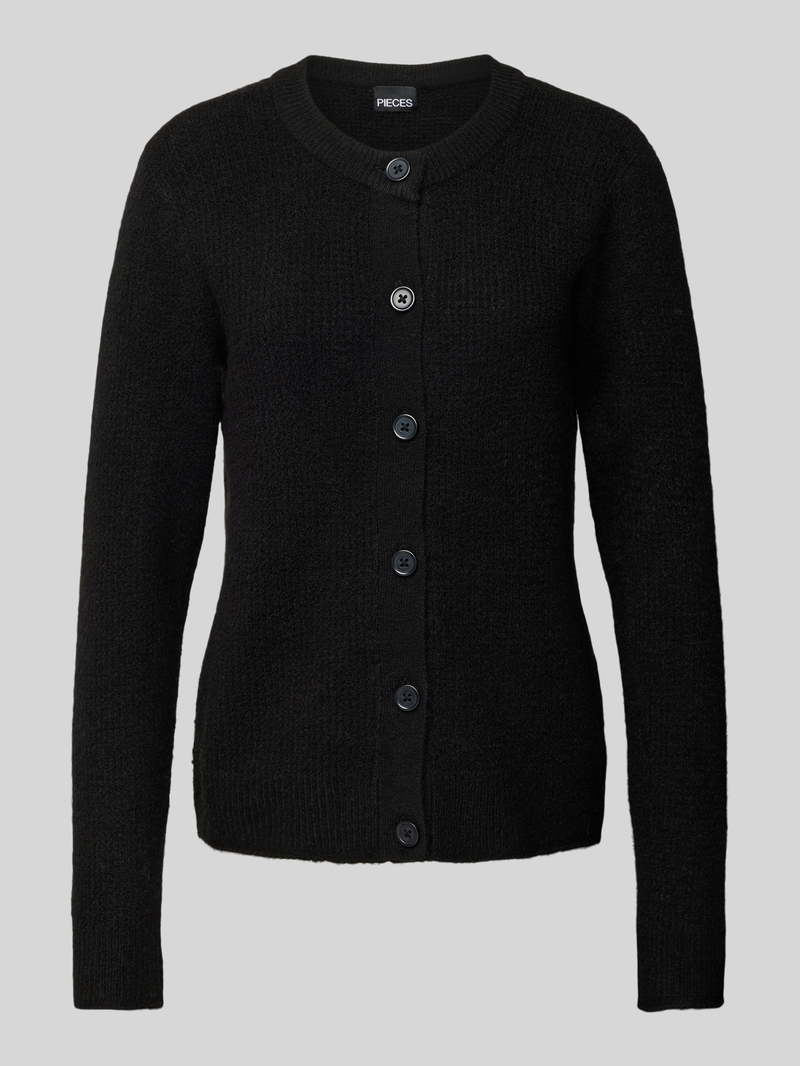 Pieces Regular fit gebreid jack van wolmix met ribboorden model 'NEMESIO'