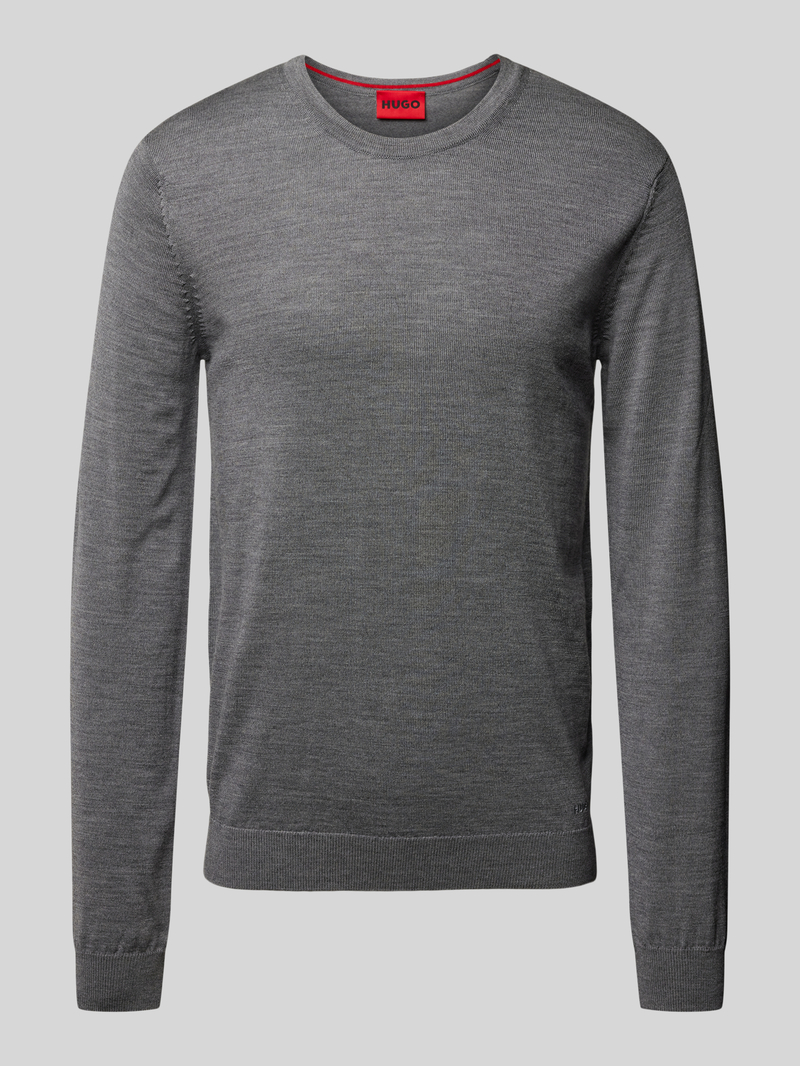 HUGO Pullover van scheerwol met labelstitching model 'Cedric'