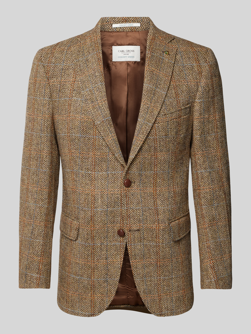 carl gross Regular fit Harris Tweed colbert van scheerwol met klepzakken model 'Theo'