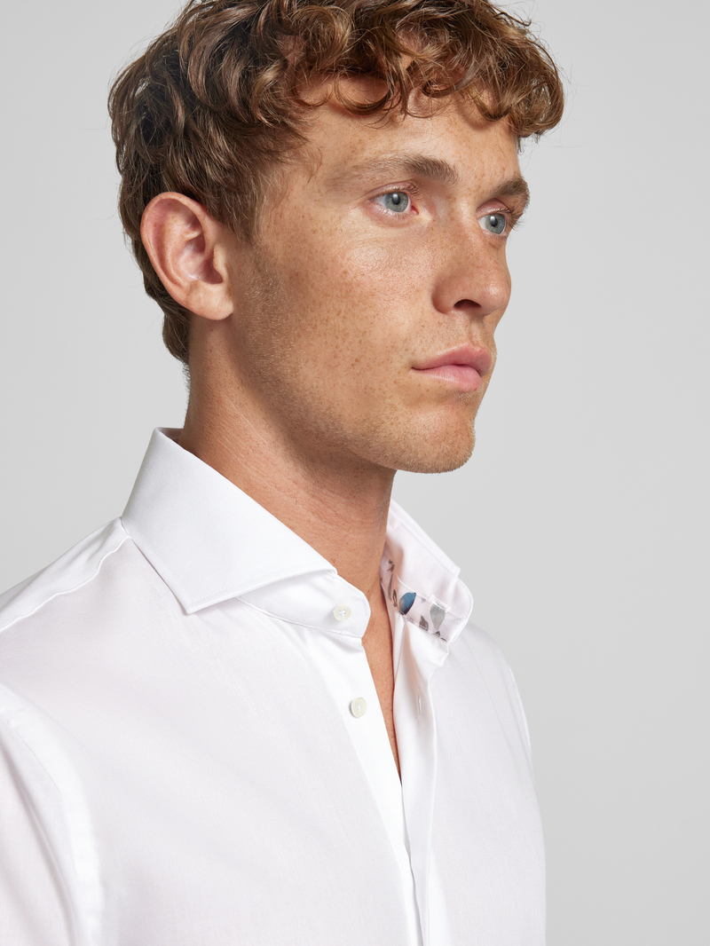 Profuomo Slim fit zakelijk overhemd met haaikraag model 'Cutaway'