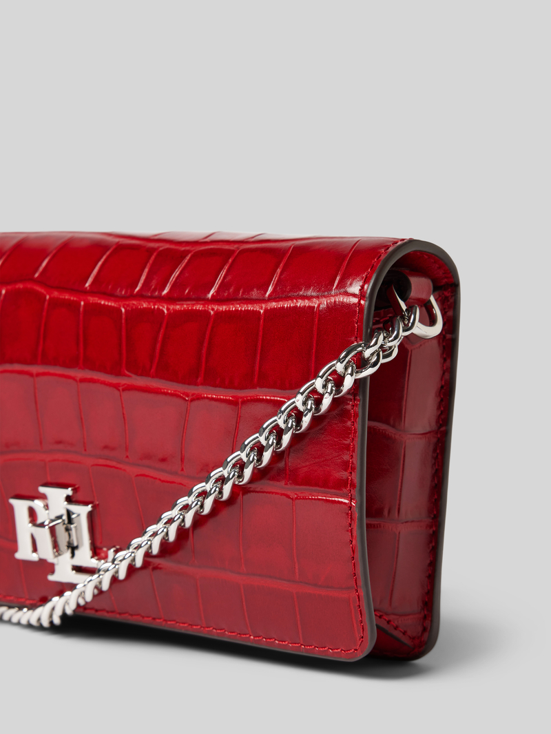 Lauren Ralph Lauren Leren schoudertas met labelapplicatie