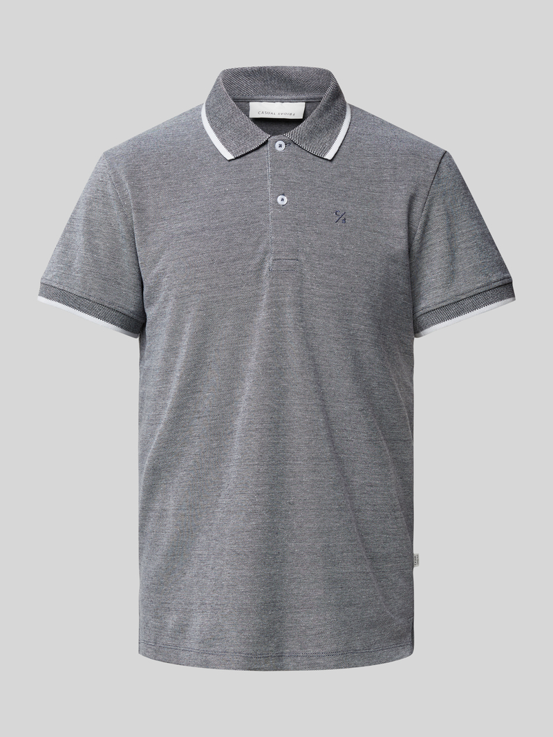 casual friday Slim fit poloshirt met logostitching model 'TRISTAN'