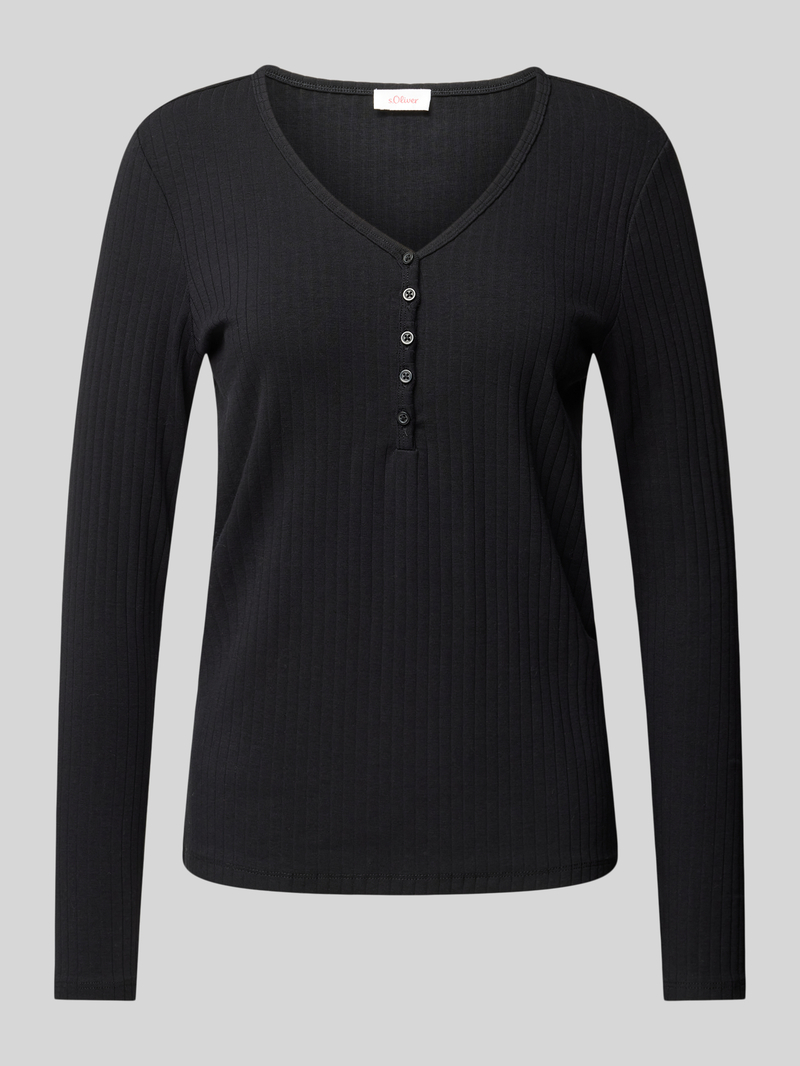 s.Oliver RED LABEL Slim fit shirt met lange mouwen met henley hals