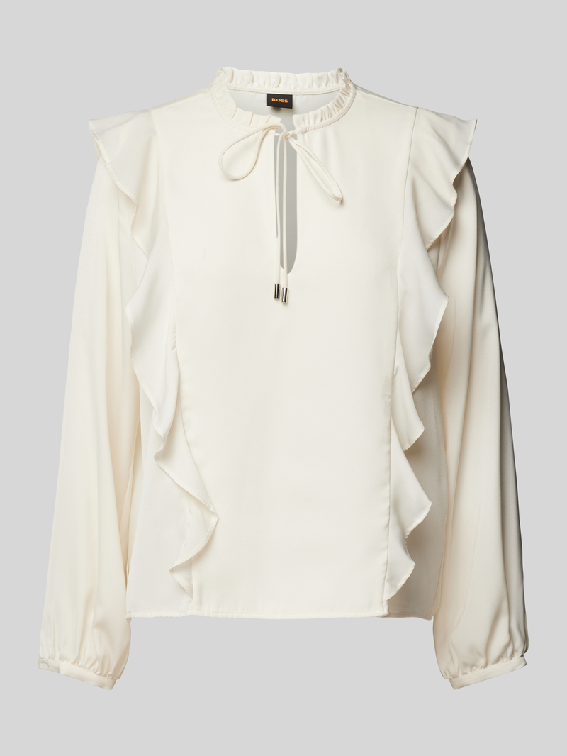 Boss Orange Regular fit blouse met volants model 'BIRENNA'