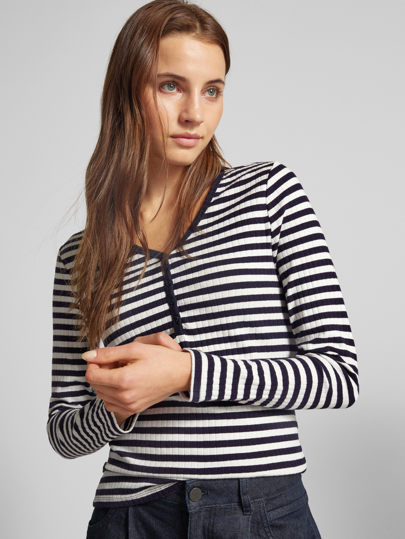 s.Oliver RED LABEL Slim fit shirt met lange mouwen met henley hals